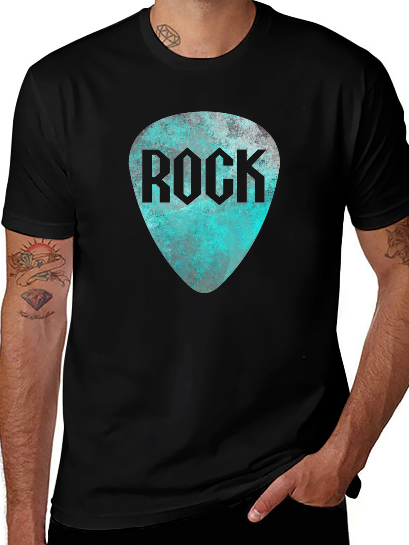 Rock Guitar Pick Tee - Black Graphic T-Shirt