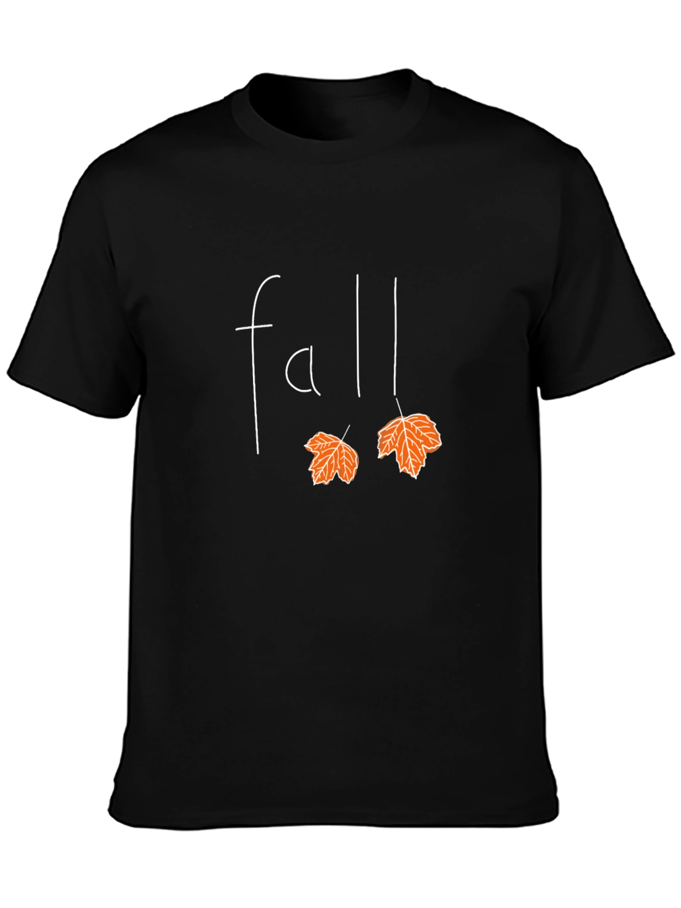 Fall Leaves Graphic Tee - Black Cotton T-Shirt