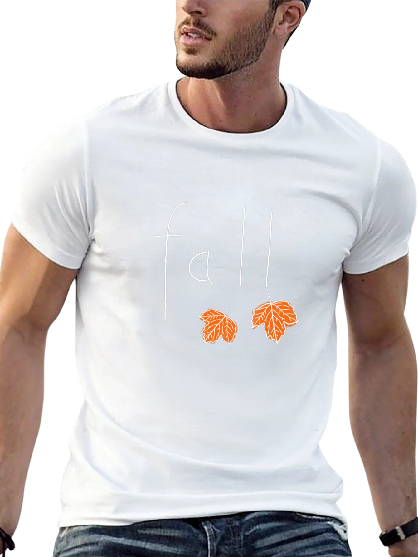 Fall Leaves Graphic Tee - Black Cotton T-Shirt