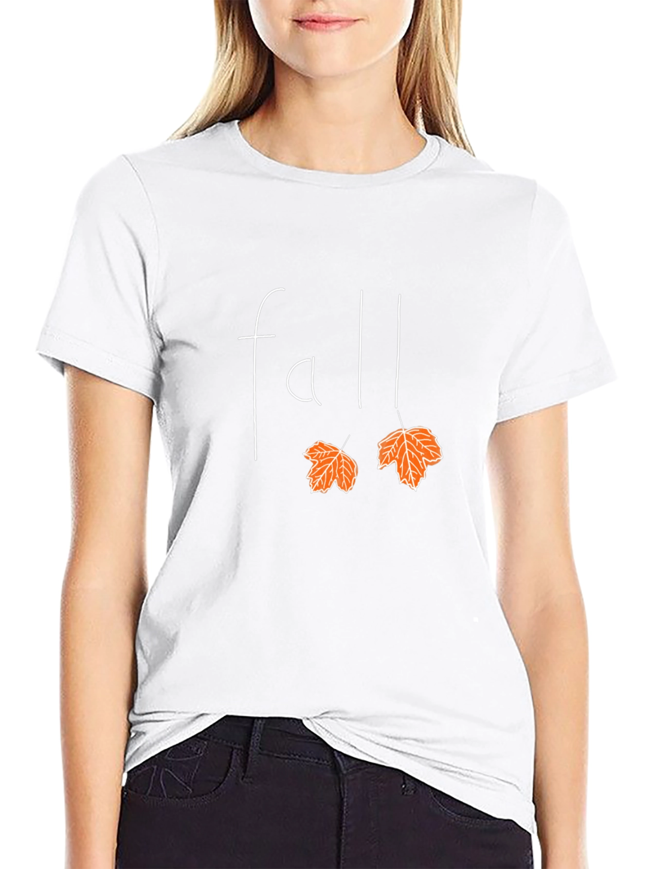 Fall Leaves Graphic Tee - Black Cotton T-Shirt