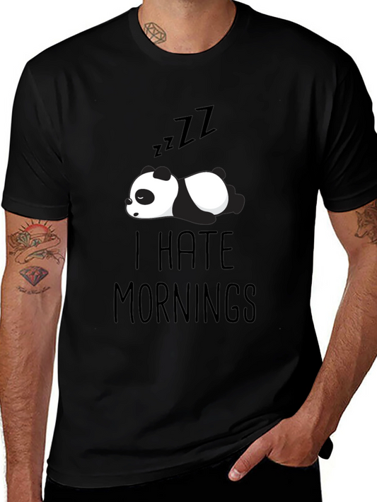 I Hate Mornings Panda T-Shirt - Sleepy Bear Tee