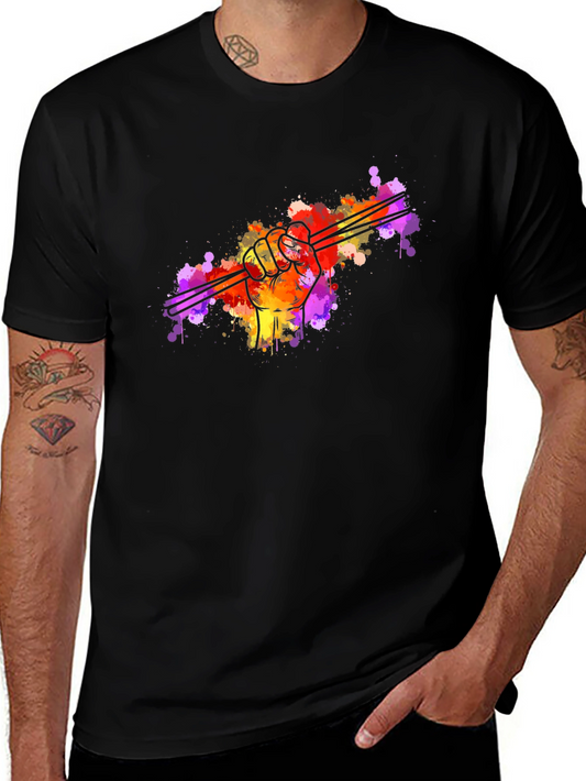 Drummers Watercolor Fist Graphic T-Shirt