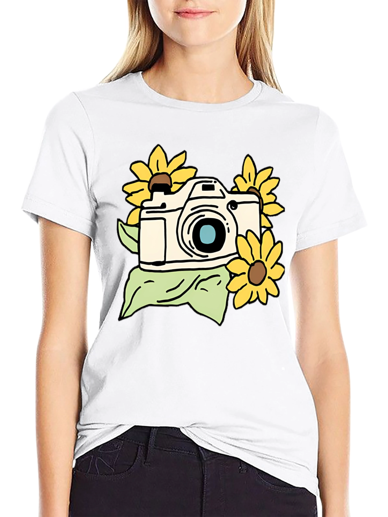 Camera and Sunflower Graphic Tee