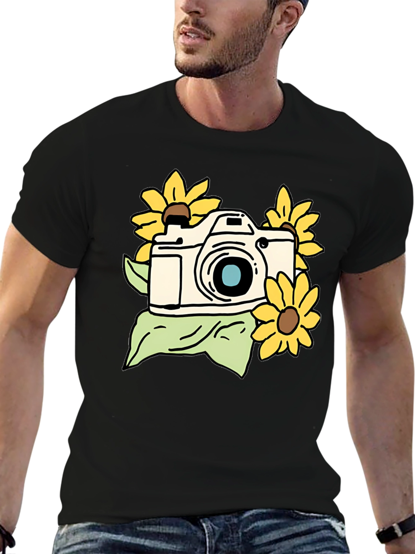 Camera and Sunflower Graphic Tee