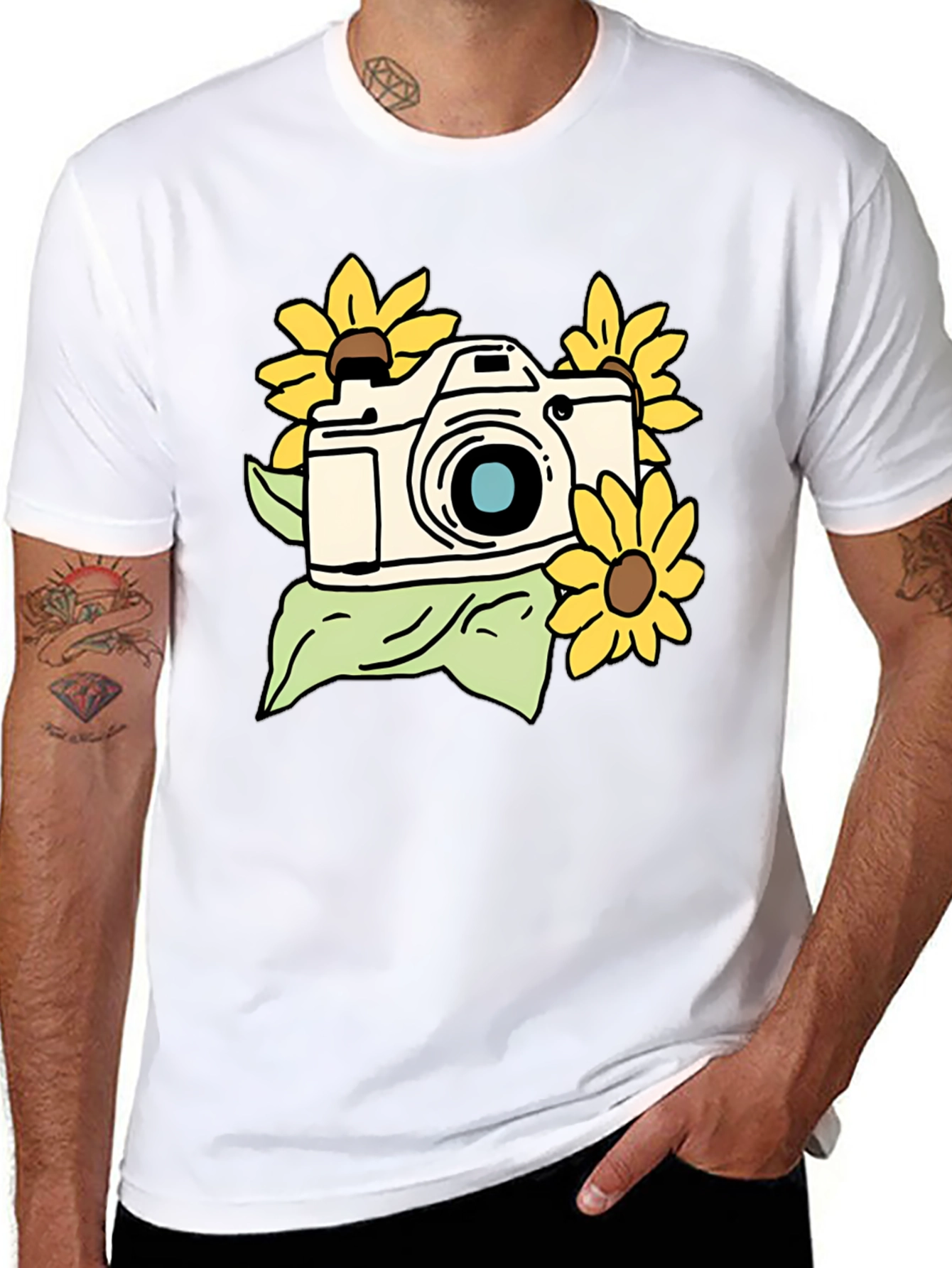 Camera and Sunflower Graphic Tee
