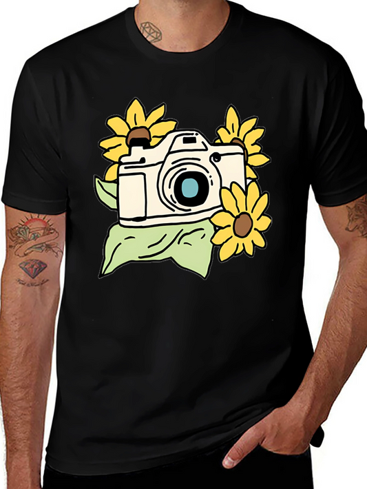 Camera and Sunflower Graphic Tee