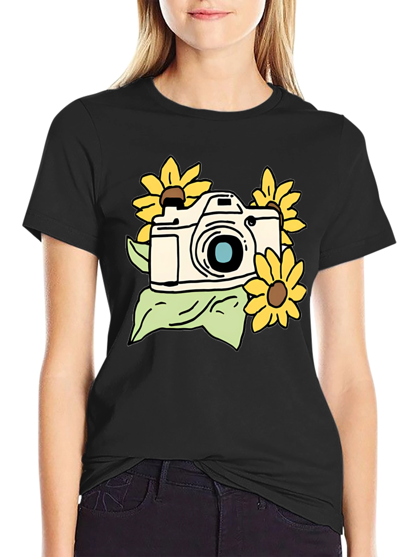 Camera and Sunflower Graphic Tee