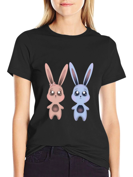 Cute Bunny Graphic Tee - Unisex Black T-Shirt