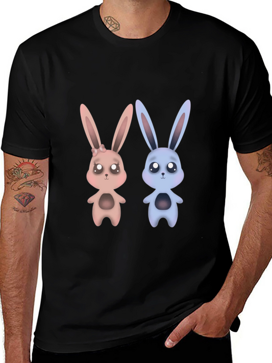 Cute Bunny Graphic Tee - Unisex Black T-Shirt