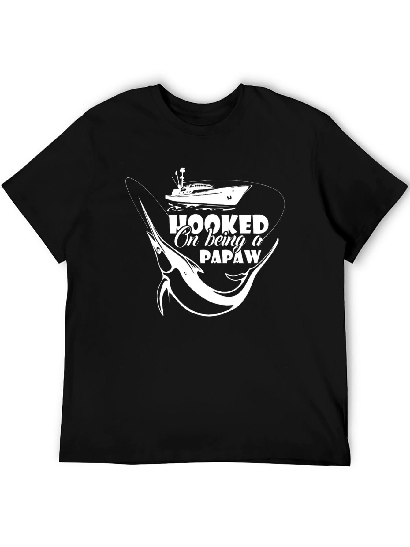 Hooked on Being a Papaw Black T-Shirt