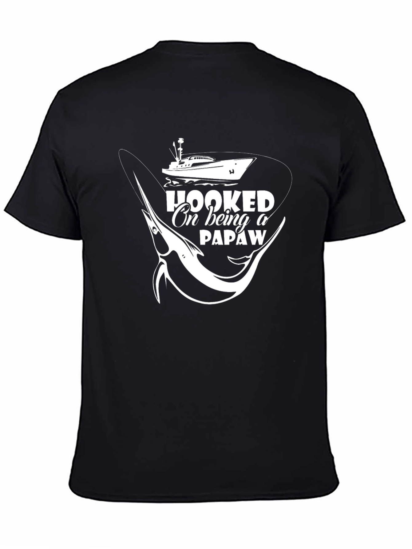 Hooked on Being a Papaw Black T-Shirt