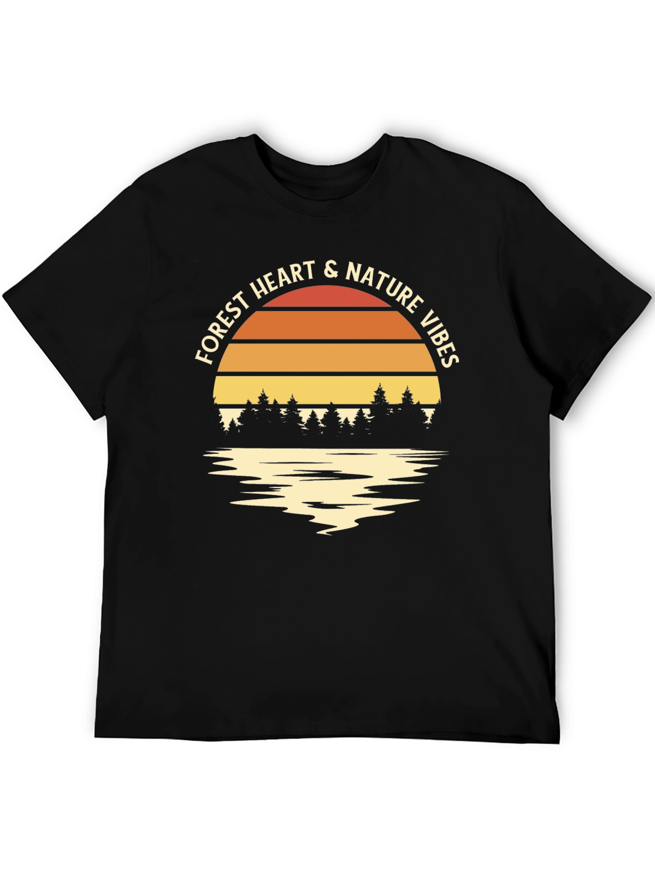 Forest Heart & Nature Vibes Black T-Shirt