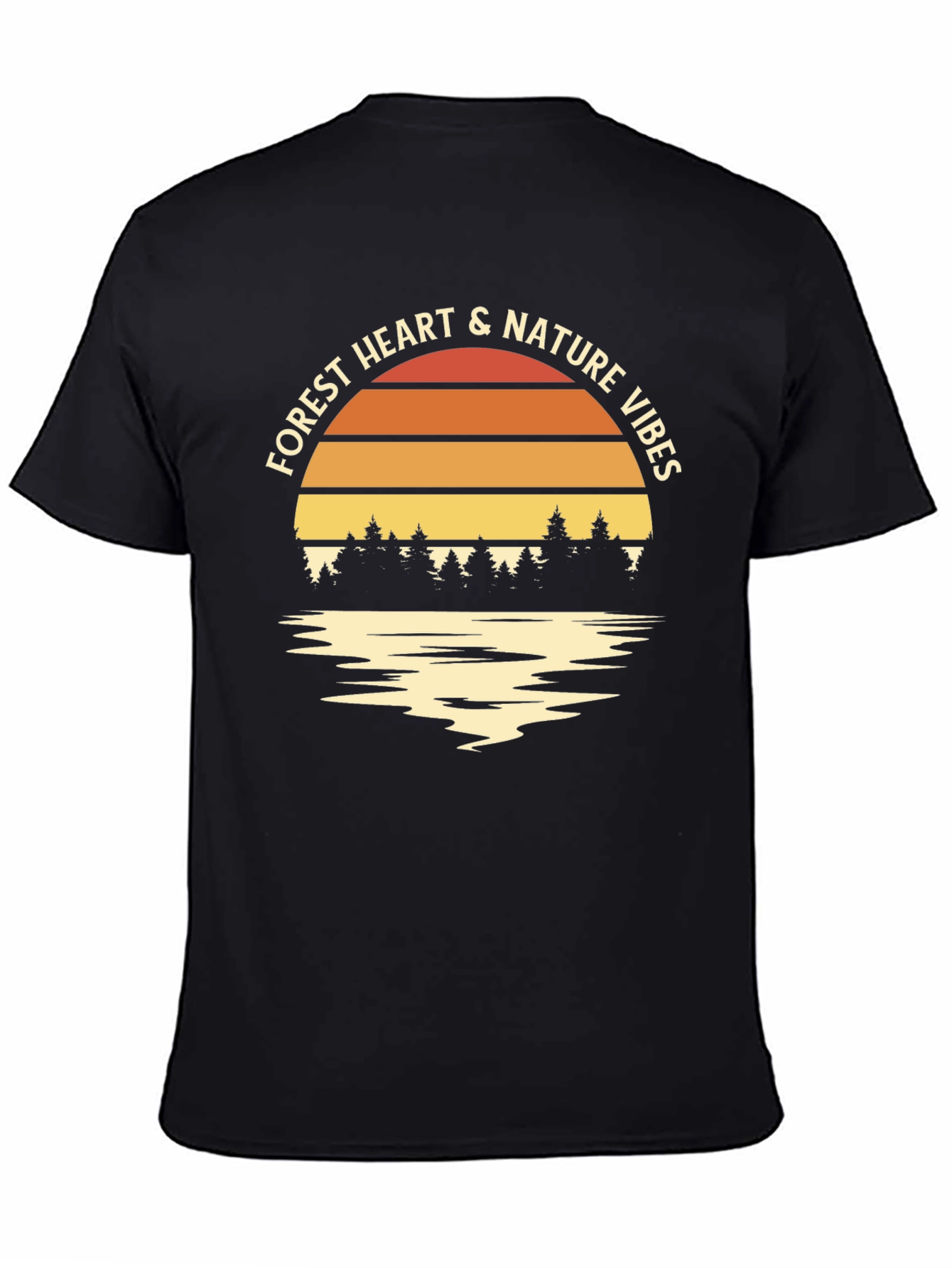 Forest Heart & Nature Vibes Black T-Shirt