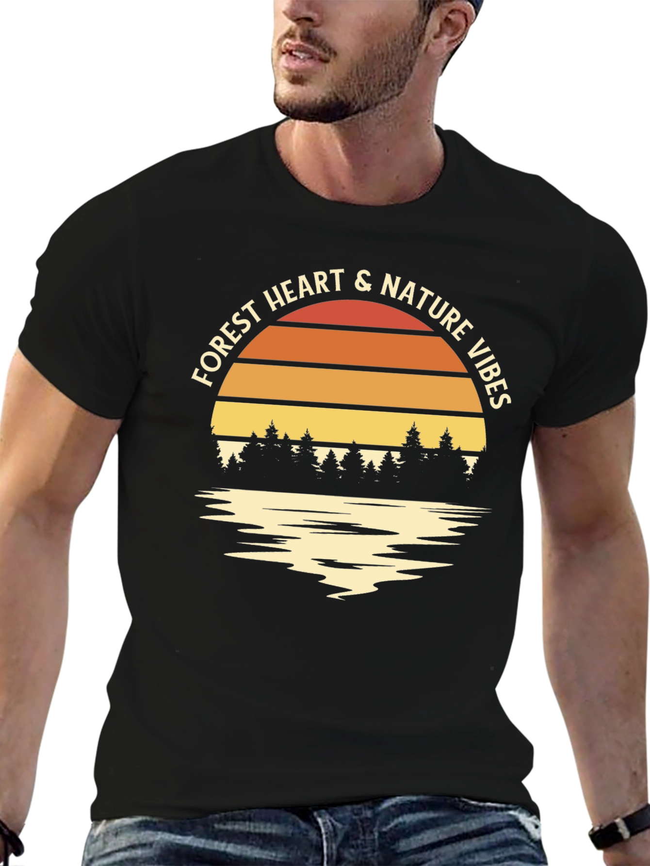 Forest Heart & Nature Vibes Black T-Shirt