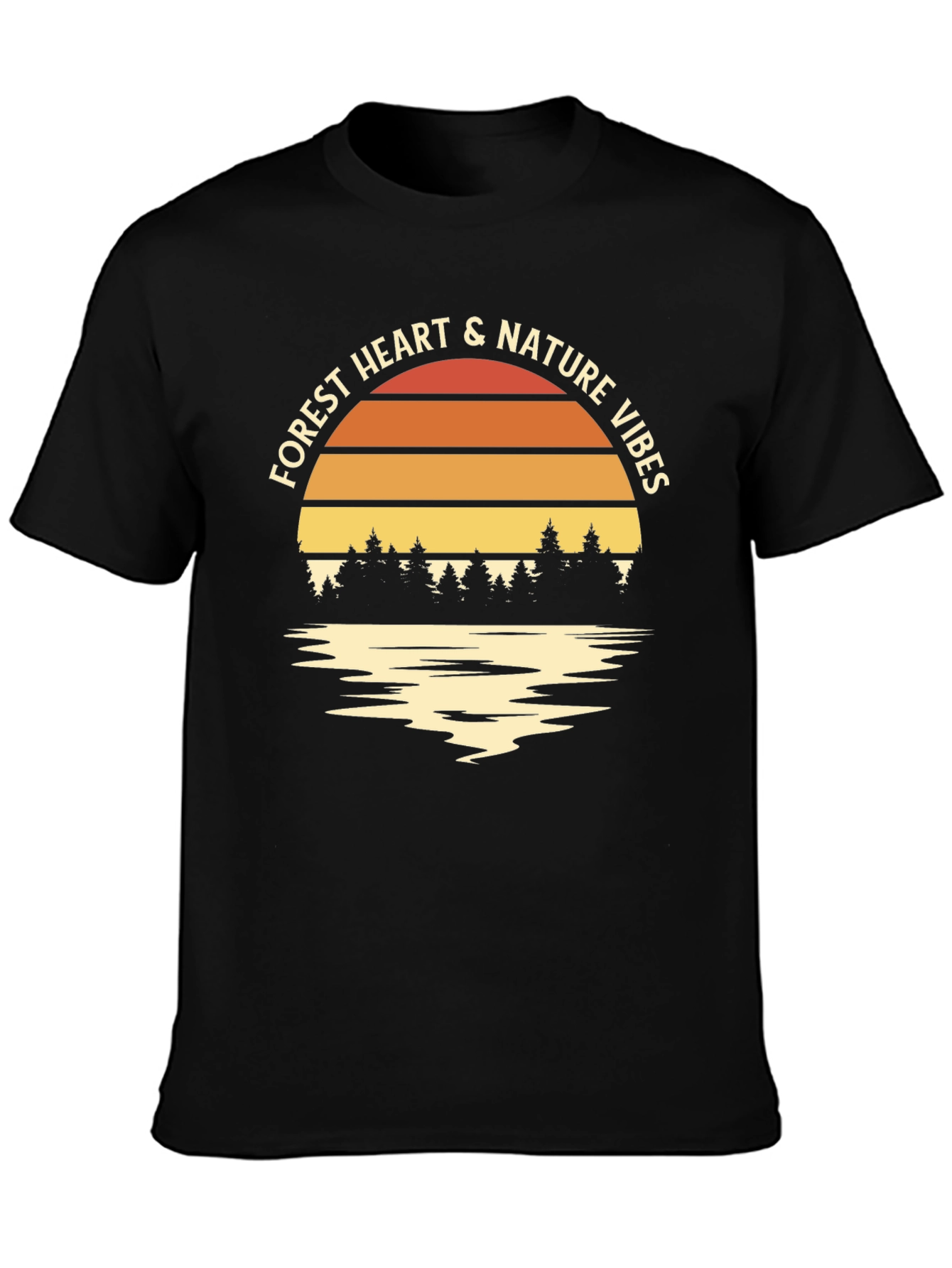 Forest Heart & Nature Vibes Black T-Shirt
