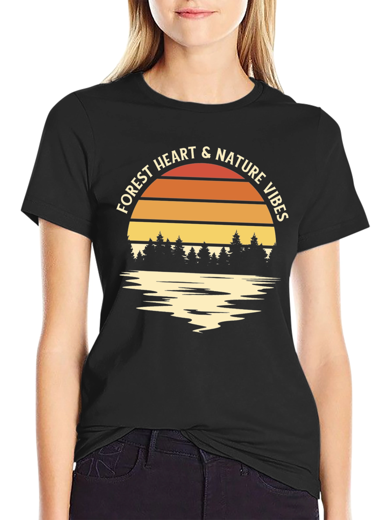 Forest Heart & Nature Vibes Black T-Shirt