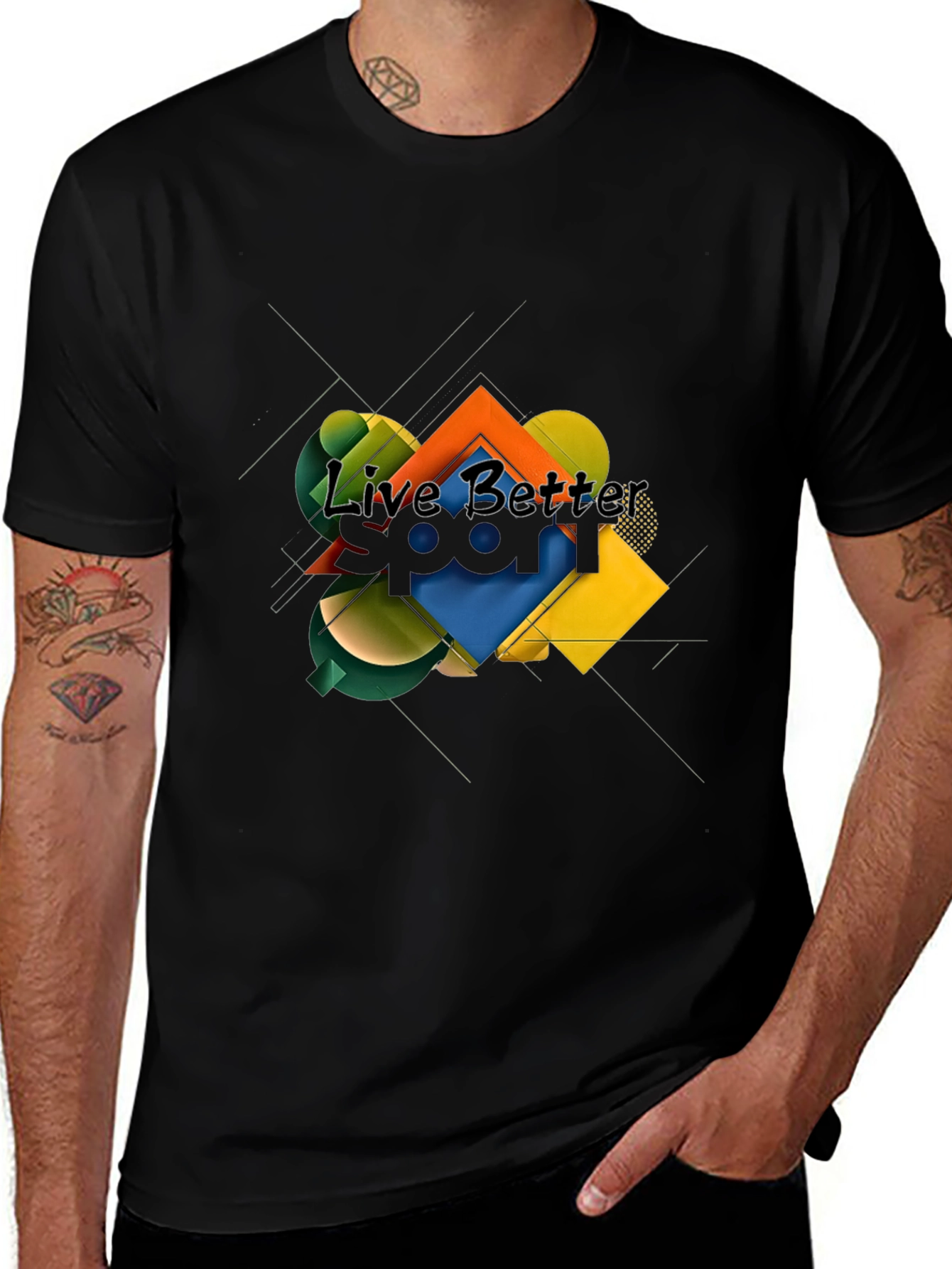 Live Better Graphic T-Shirt - Abstract Geometric Design