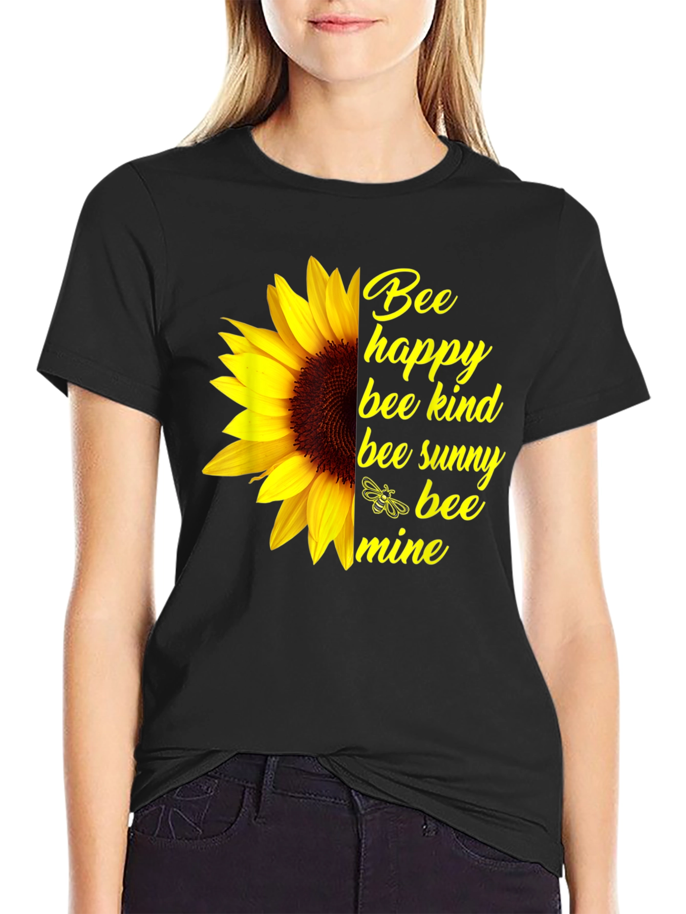 Bee Happy Sunflower Graphic Tee