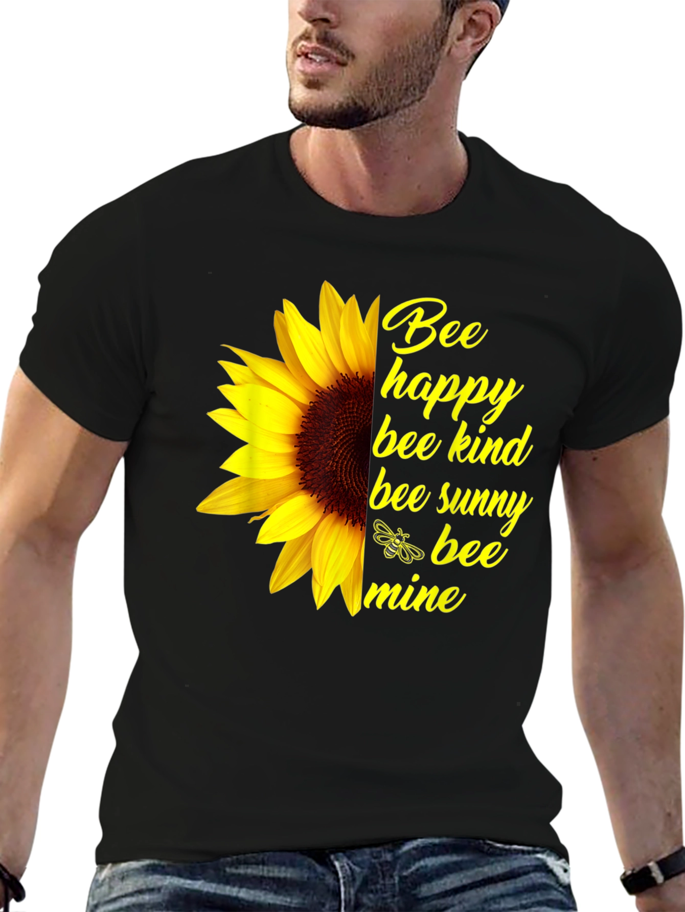 Bee Happy Sunflower Graphic Tee