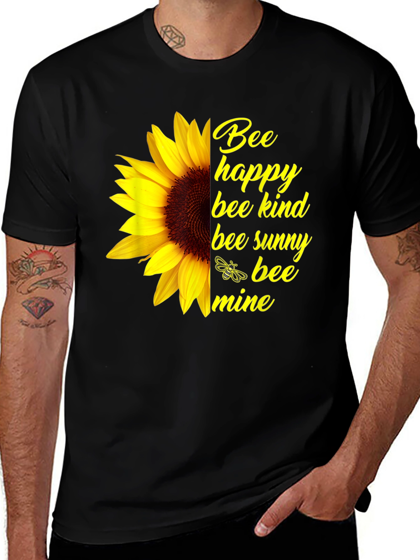 Bee Happy Sunflower Graphic Tee