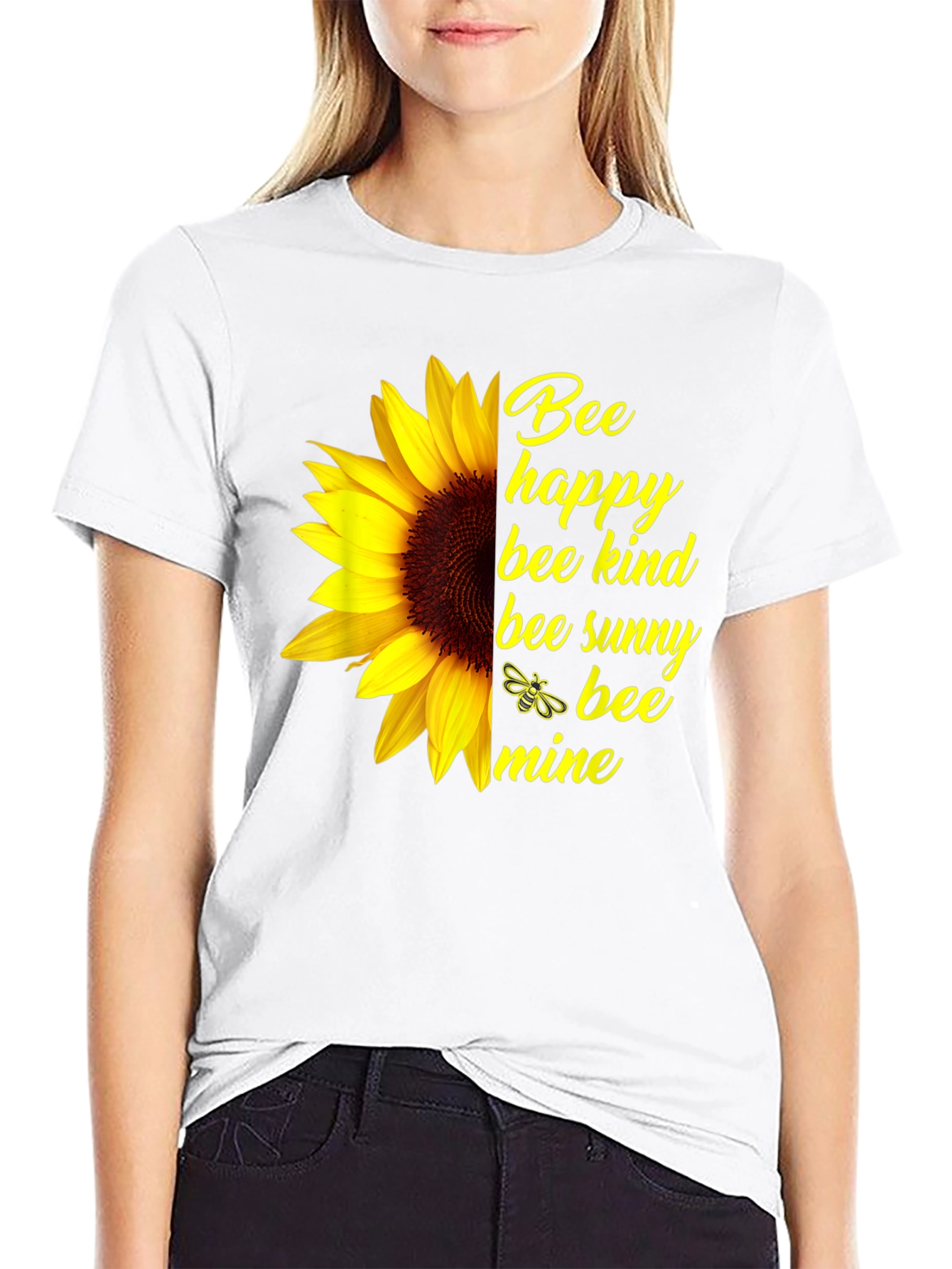 Bee Happy Sunflower Graphic Tee
