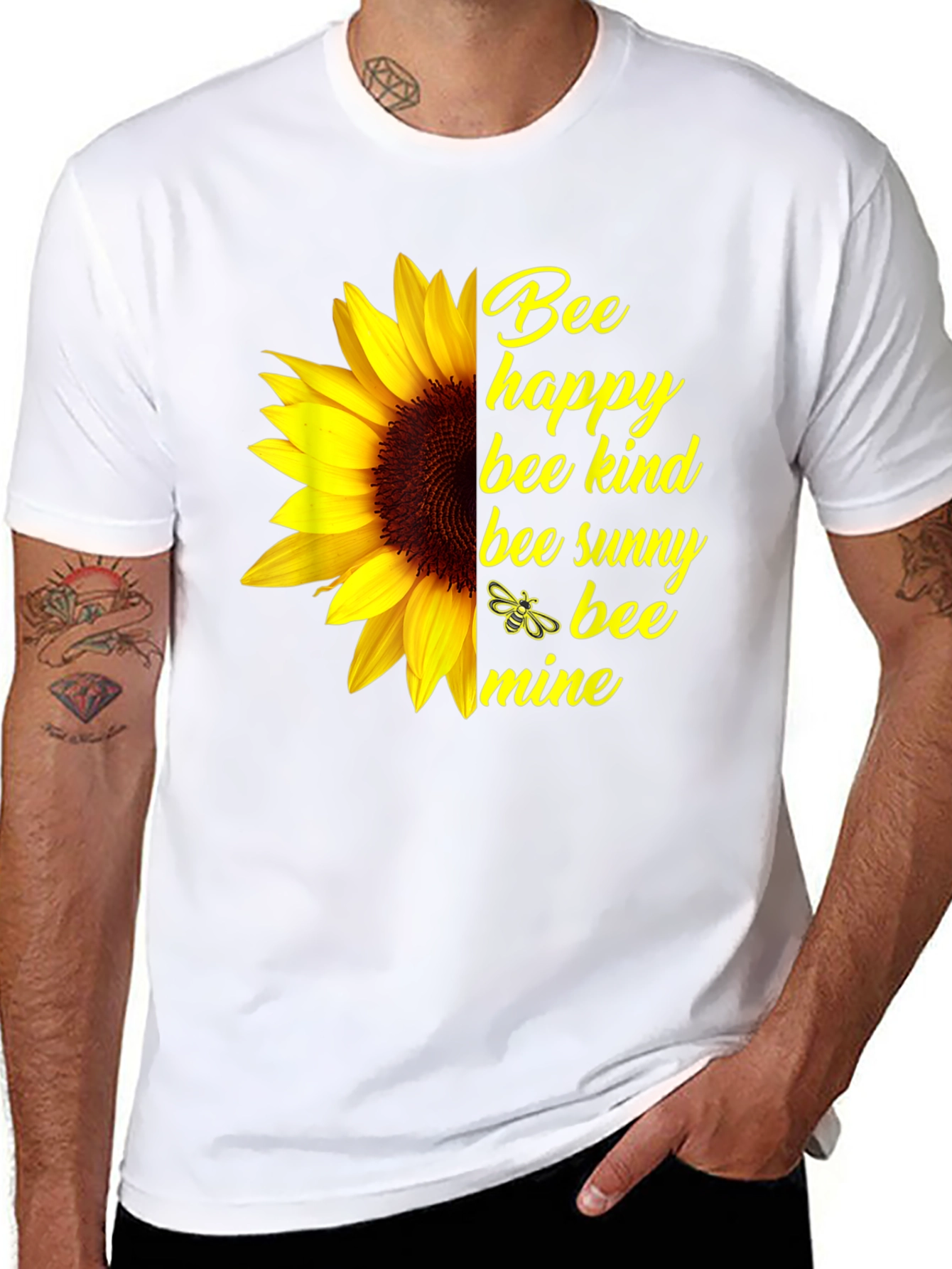 Bee Happy Sunflower Graphic Tee