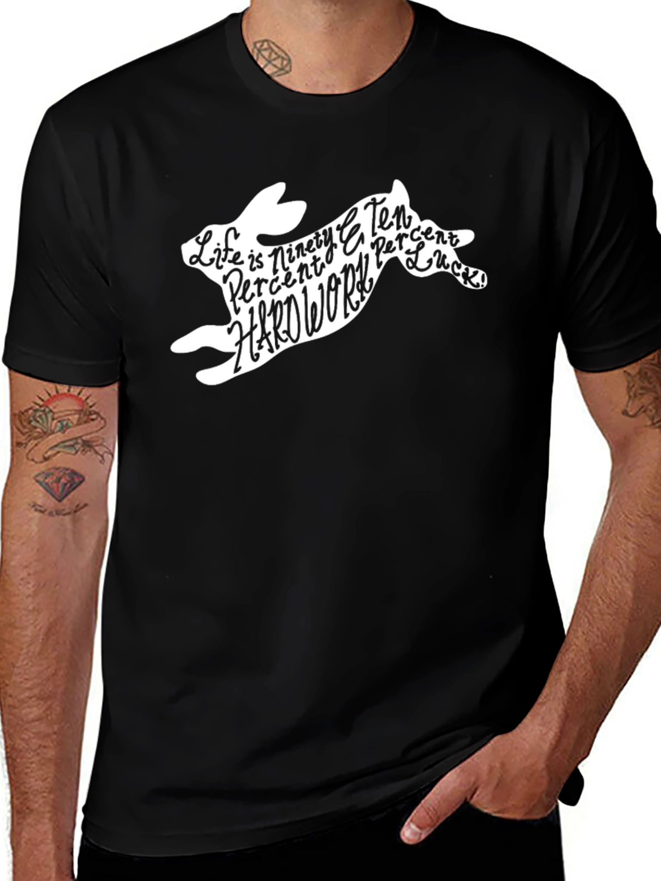Hard Work Rabbit Graphic T-Shirt