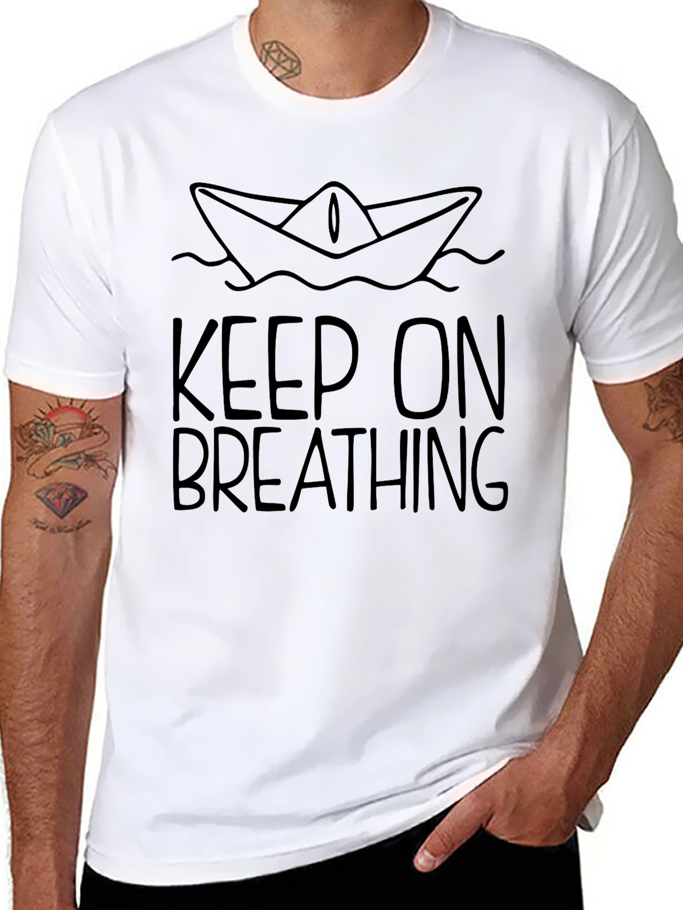 Keep On Breathing T-Shirt - Black Graphic Tee