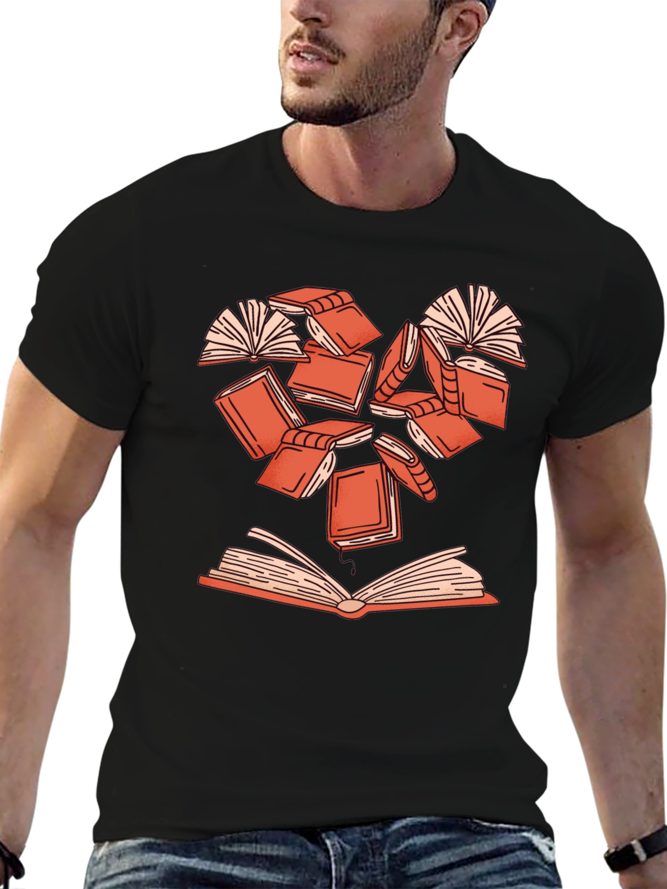 Book Lover Heart T-Shirt - Black
