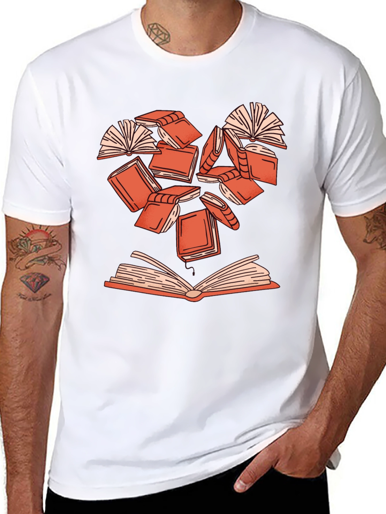 Book Lover Heart T-Shirt - Black