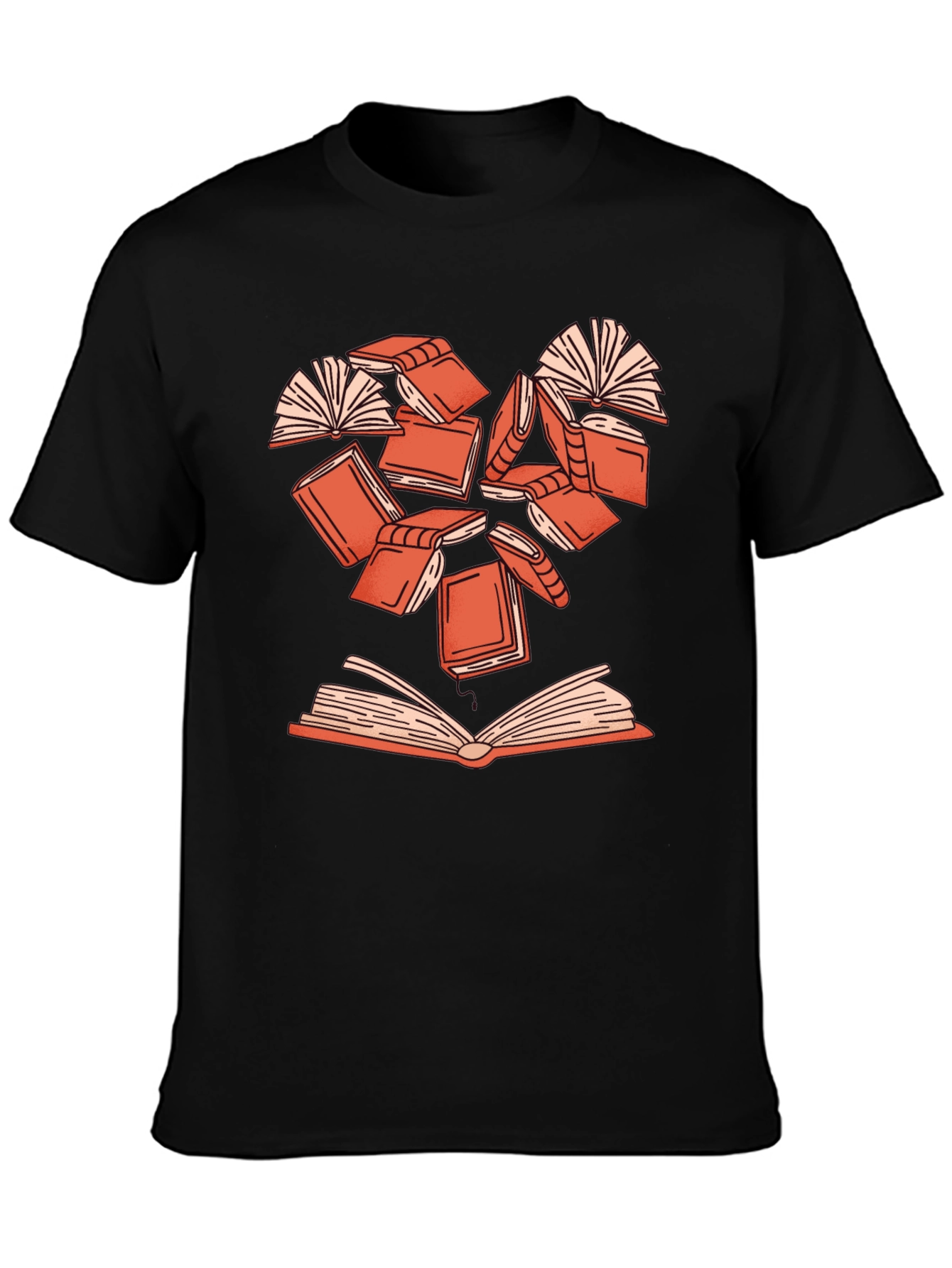 Book Lover Heart T-Shirt - Black