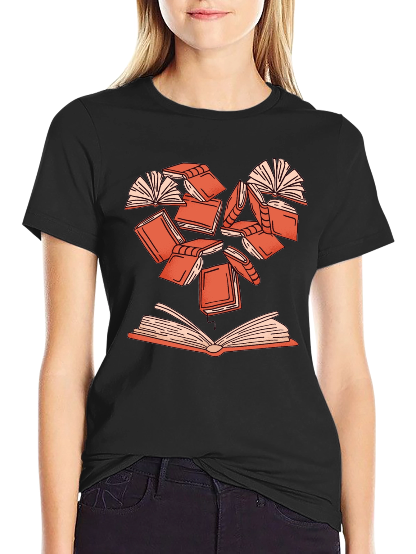 Book Lover Heart T-Shirt - Black