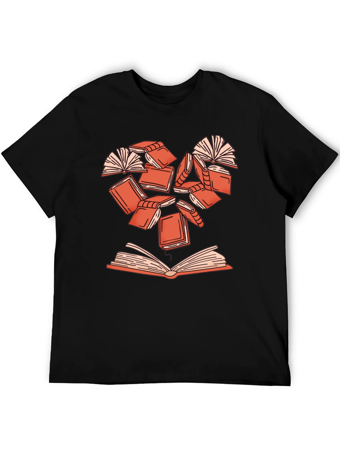 Book Lover Heart T-Shirt - Black