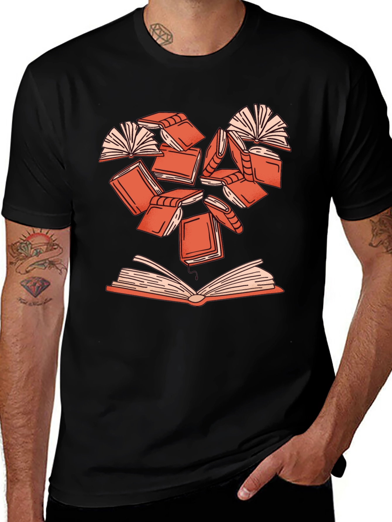 Book Lover Heart T-Shirt - Black
