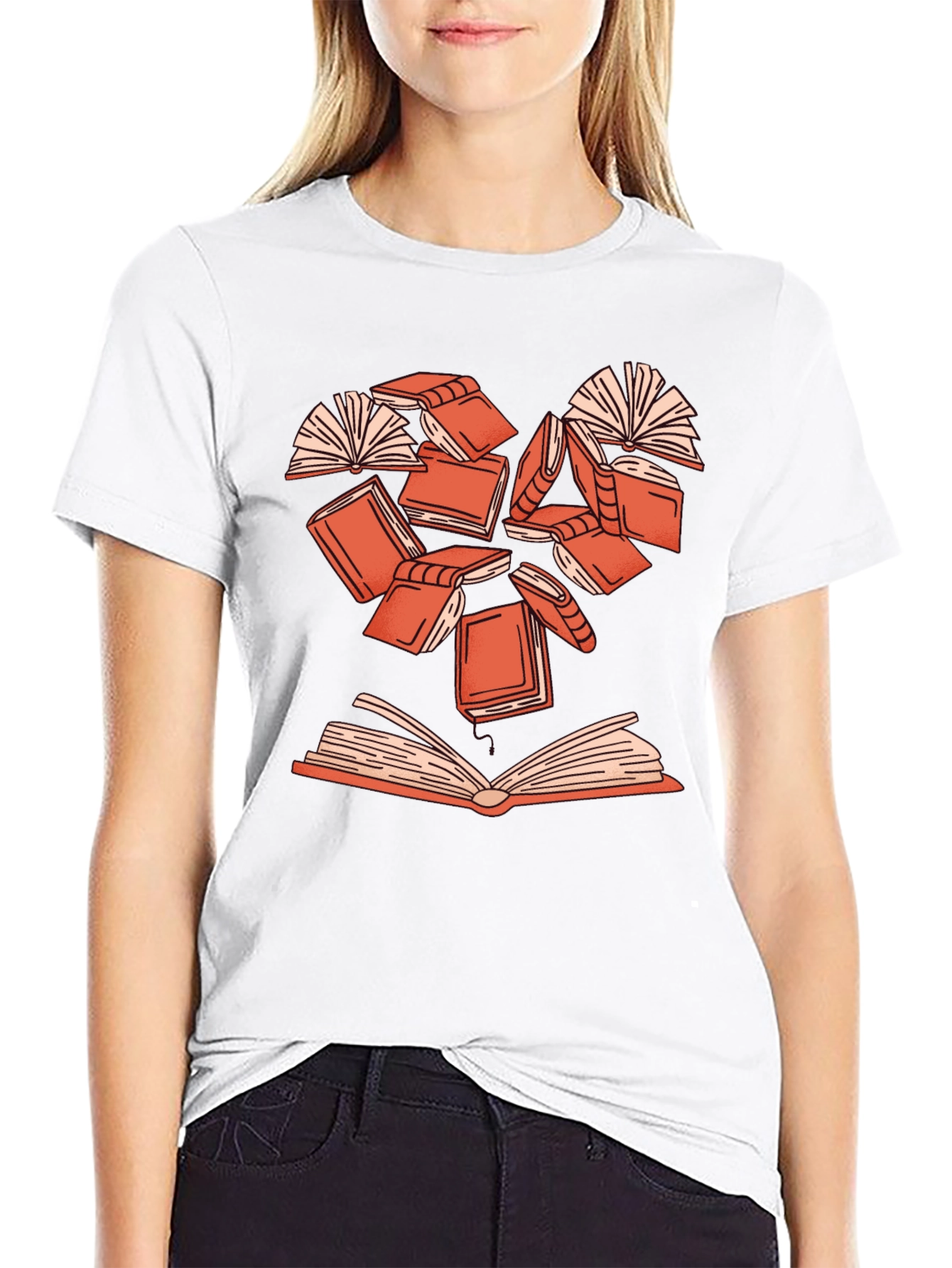 Book Lover Heart T-Shirt - Black