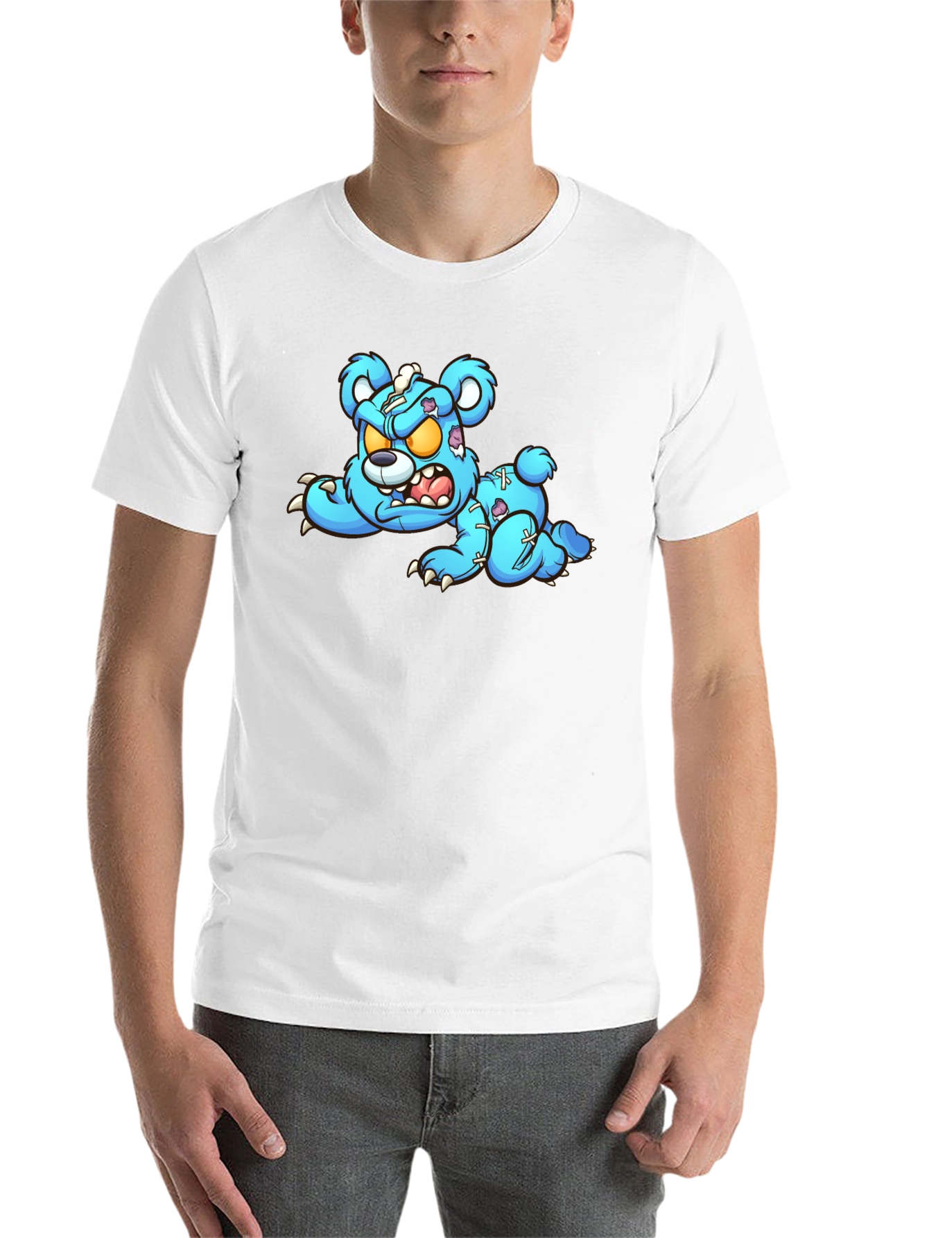 Zombie Teddy Bear Graphic Black T-Shirt