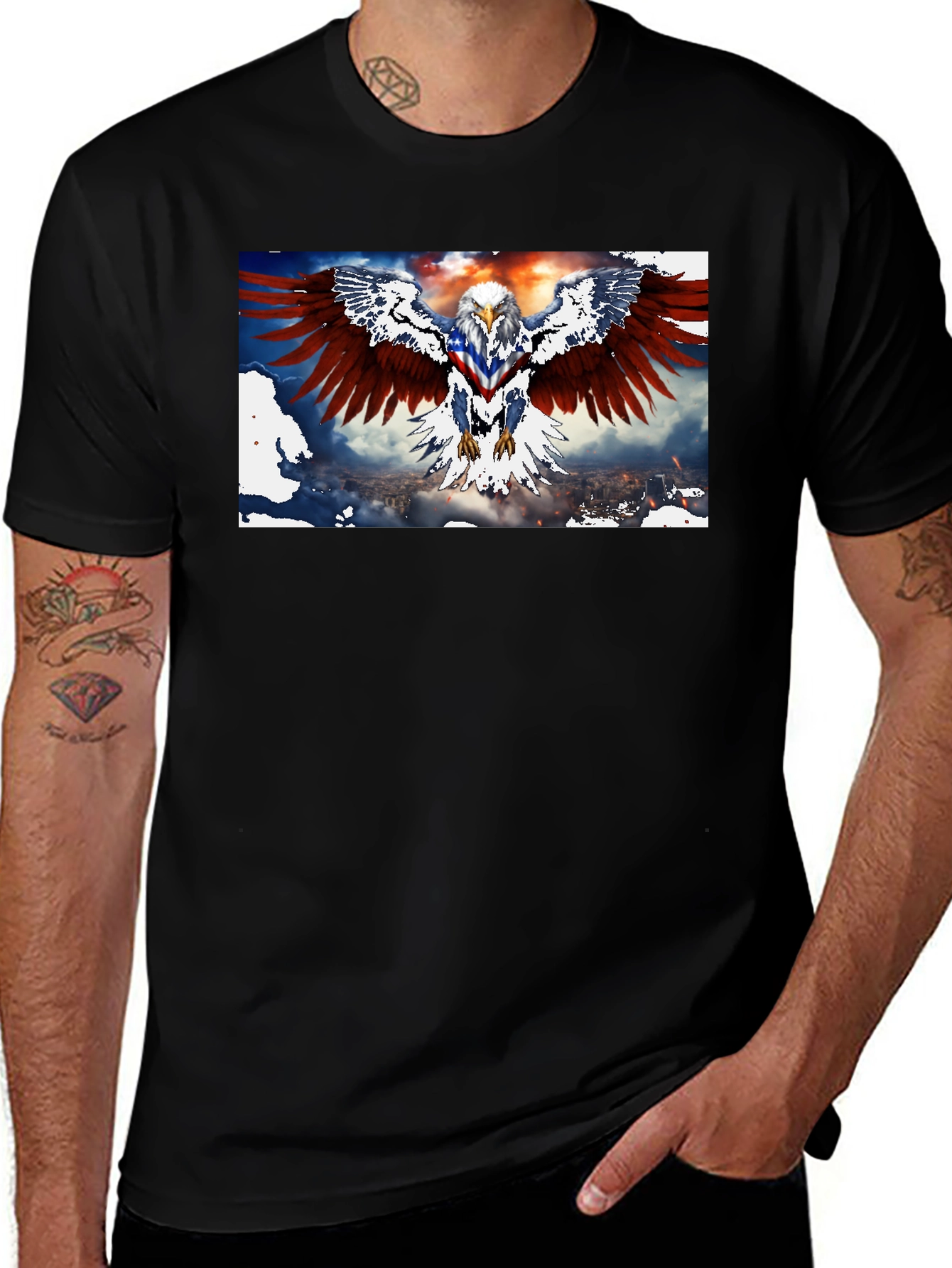 Patriotic Eagle Graphic Print T-Shirt