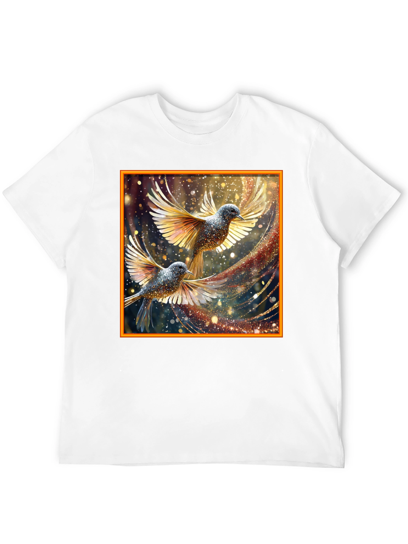 Elegant Birds Graphic Print Black T-Shirt