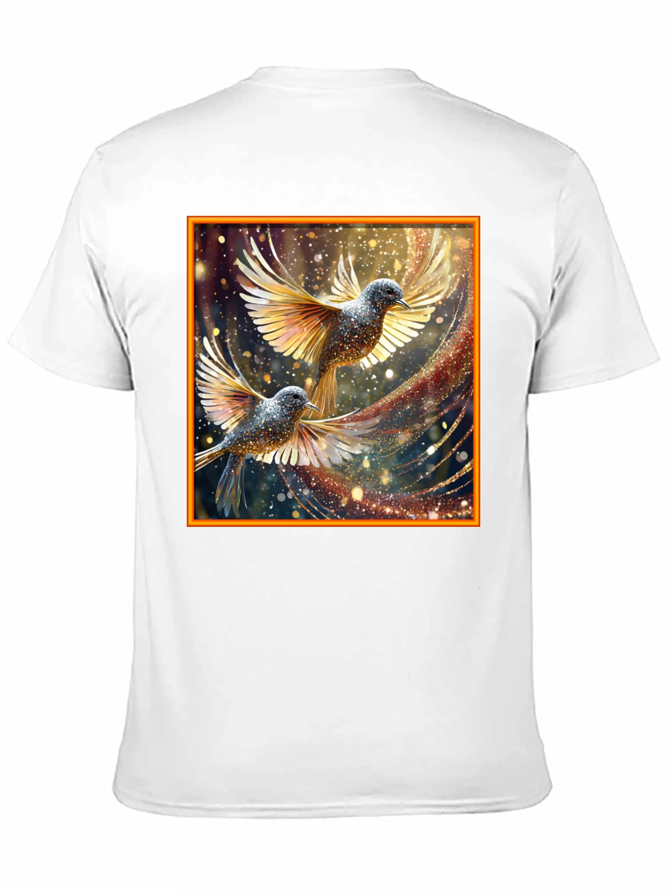 Elegant Birds Graphic Print Black T-Shirt