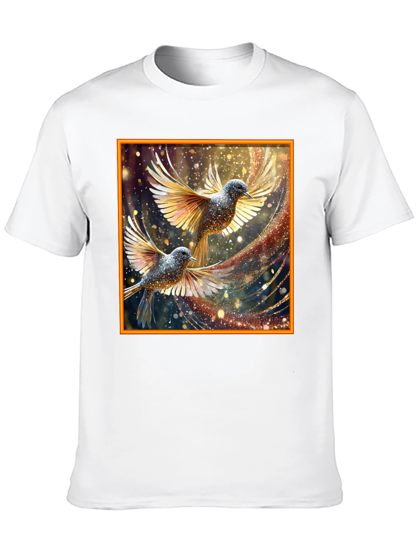 Elegant Birds Graphic Print Black T-Shirt