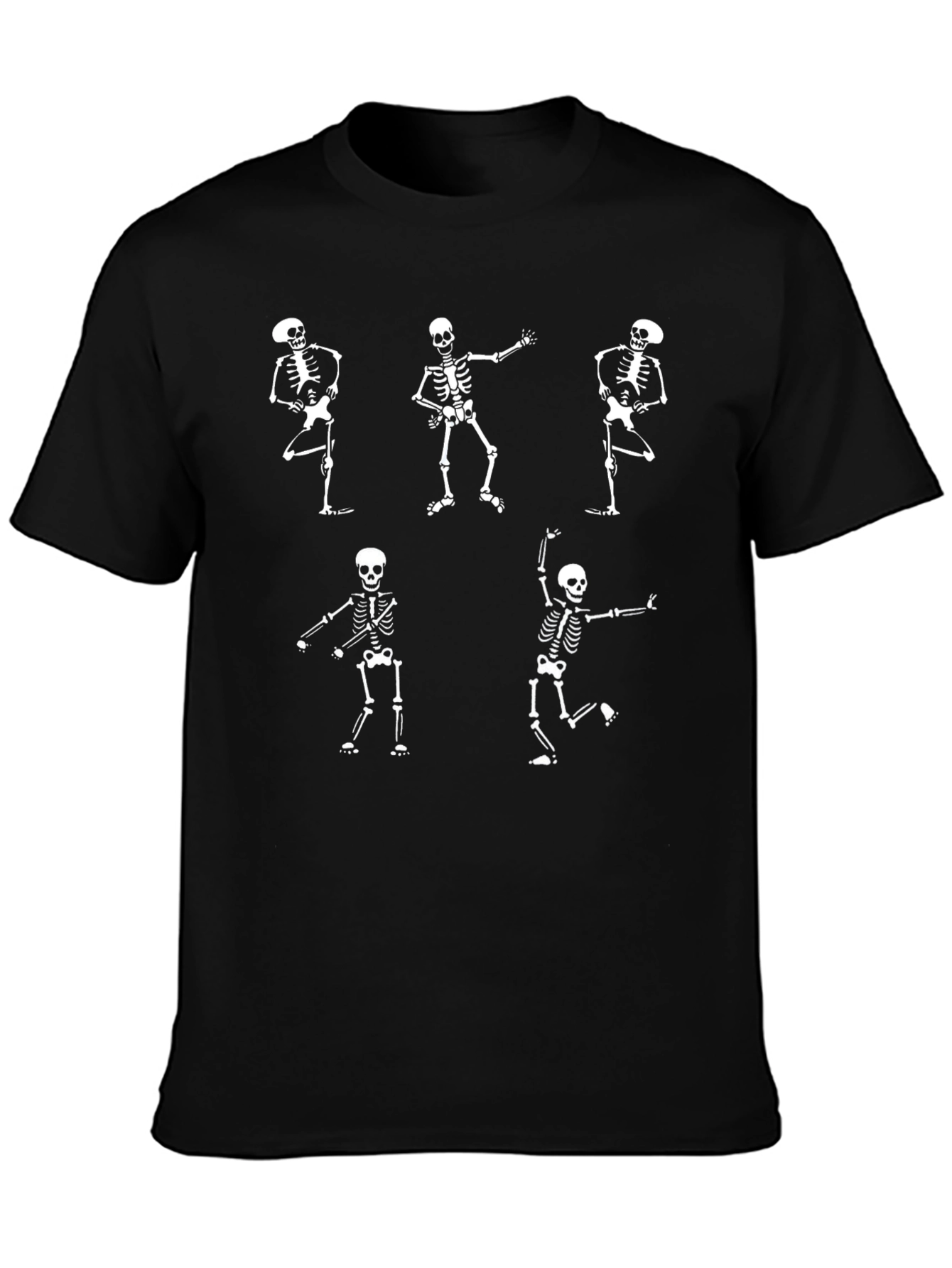 Skeleton Dance Graphic Tee - Black Cotton T-Shirt