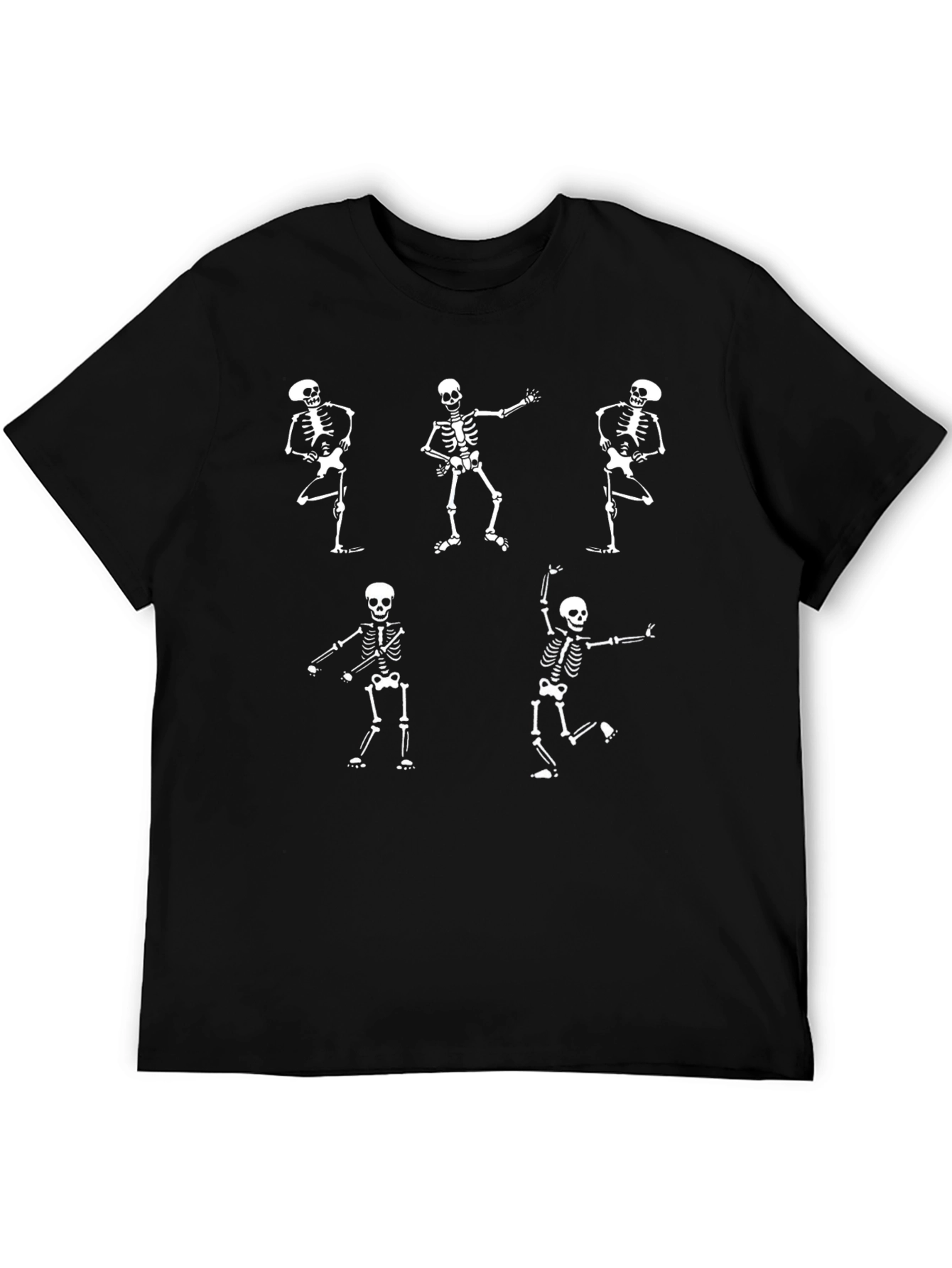 Skeleton Dance Graphic Tee - Black Cotton T-Shirt