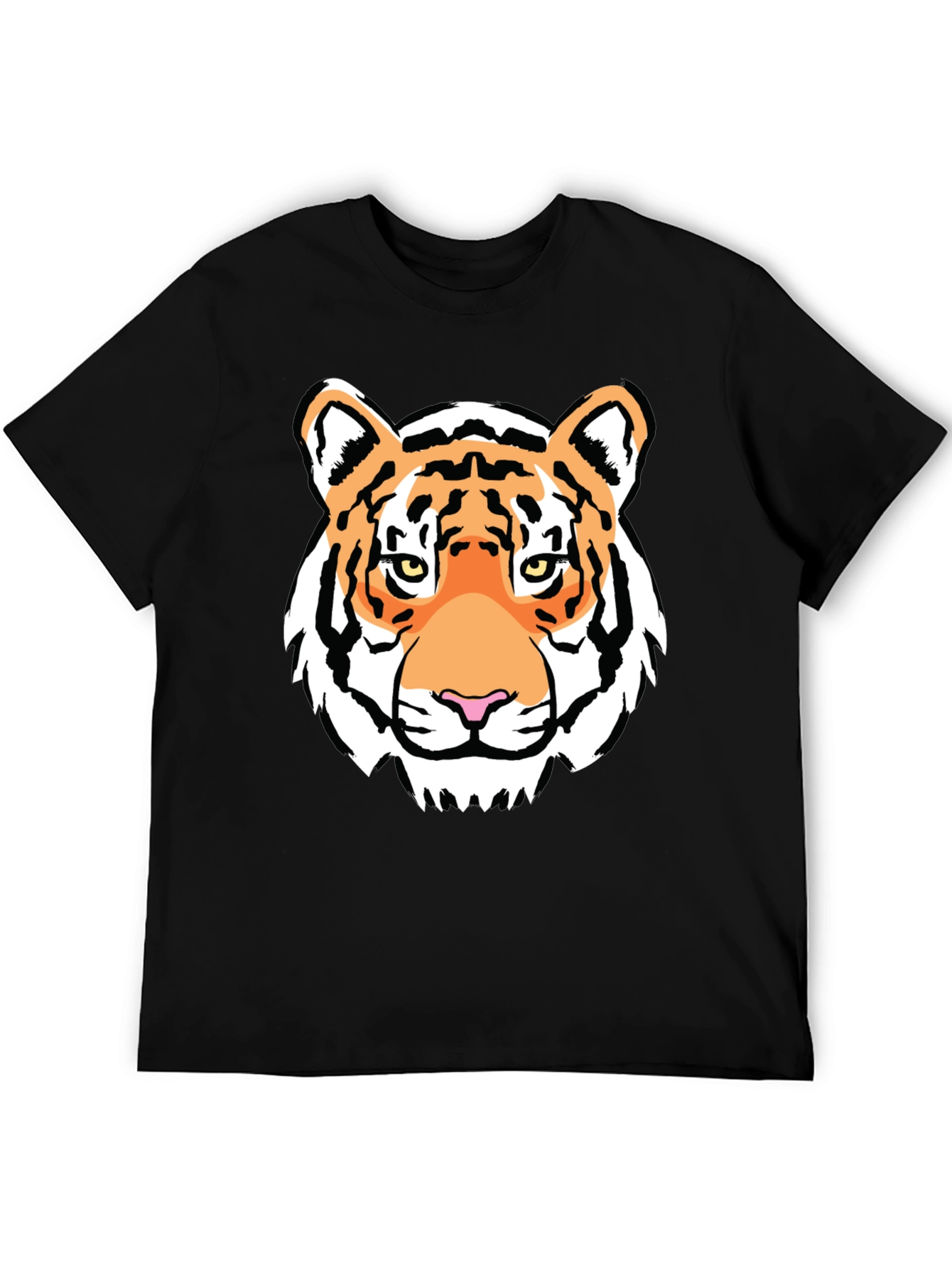 Tiger Face Graphic Print Black T-Shirt