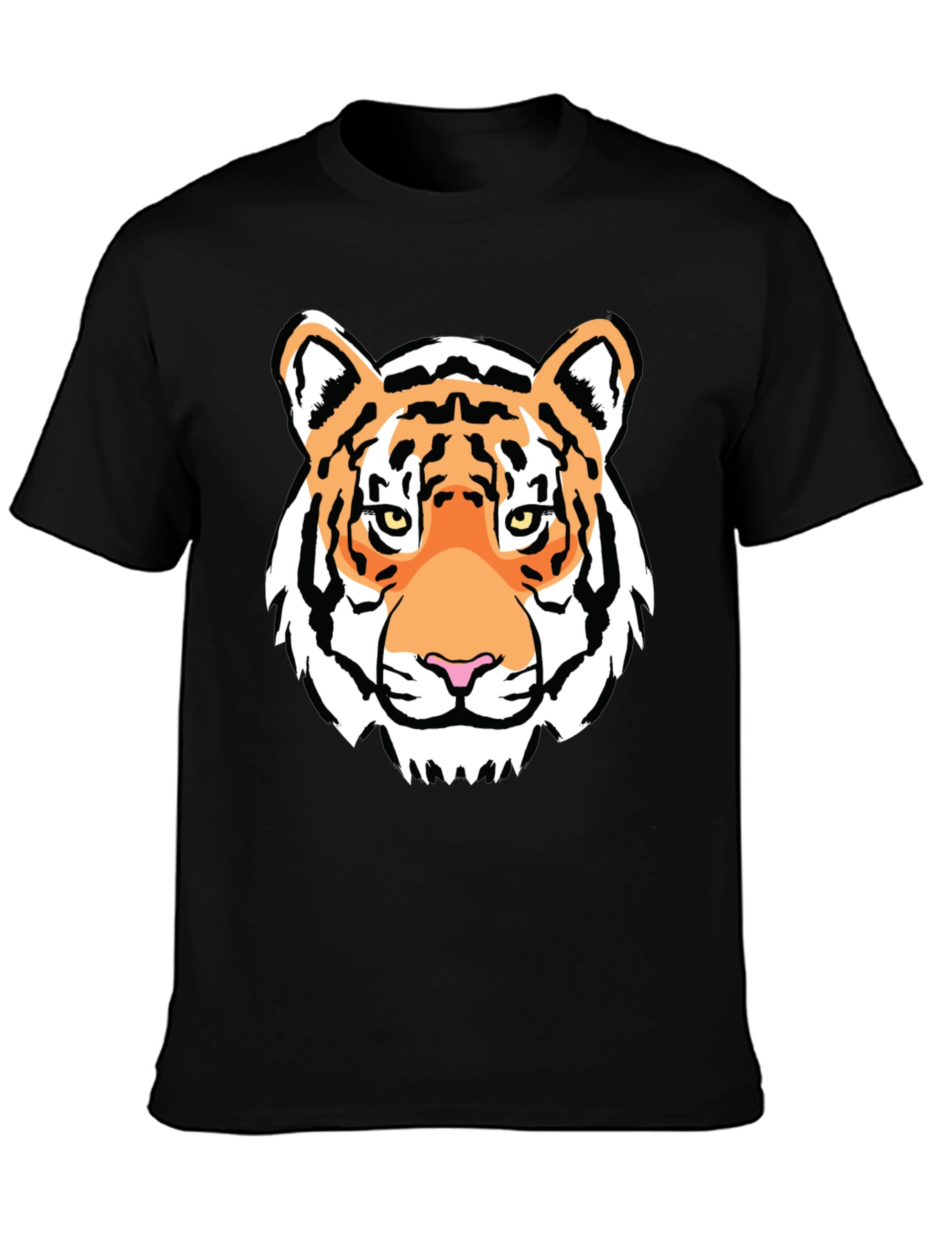 Tiger Face Graphic Print Black T-Shirt