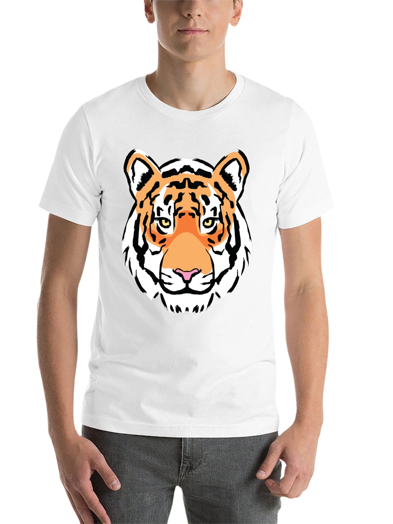 Tiger Face Graphic Print Black T-Shirt