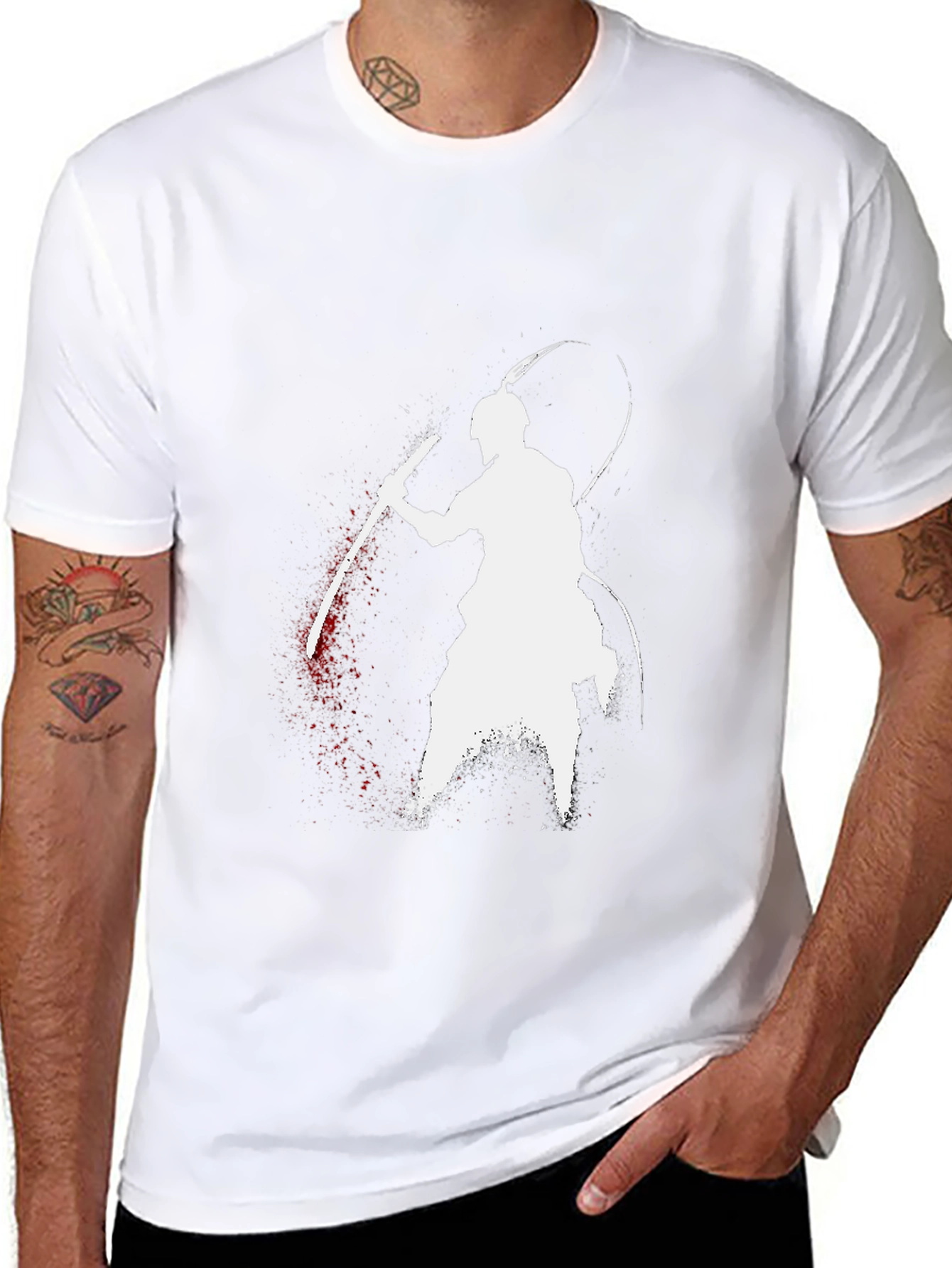 Samurai Warrior Graphic Tee - Black Cotton T-Shirt
