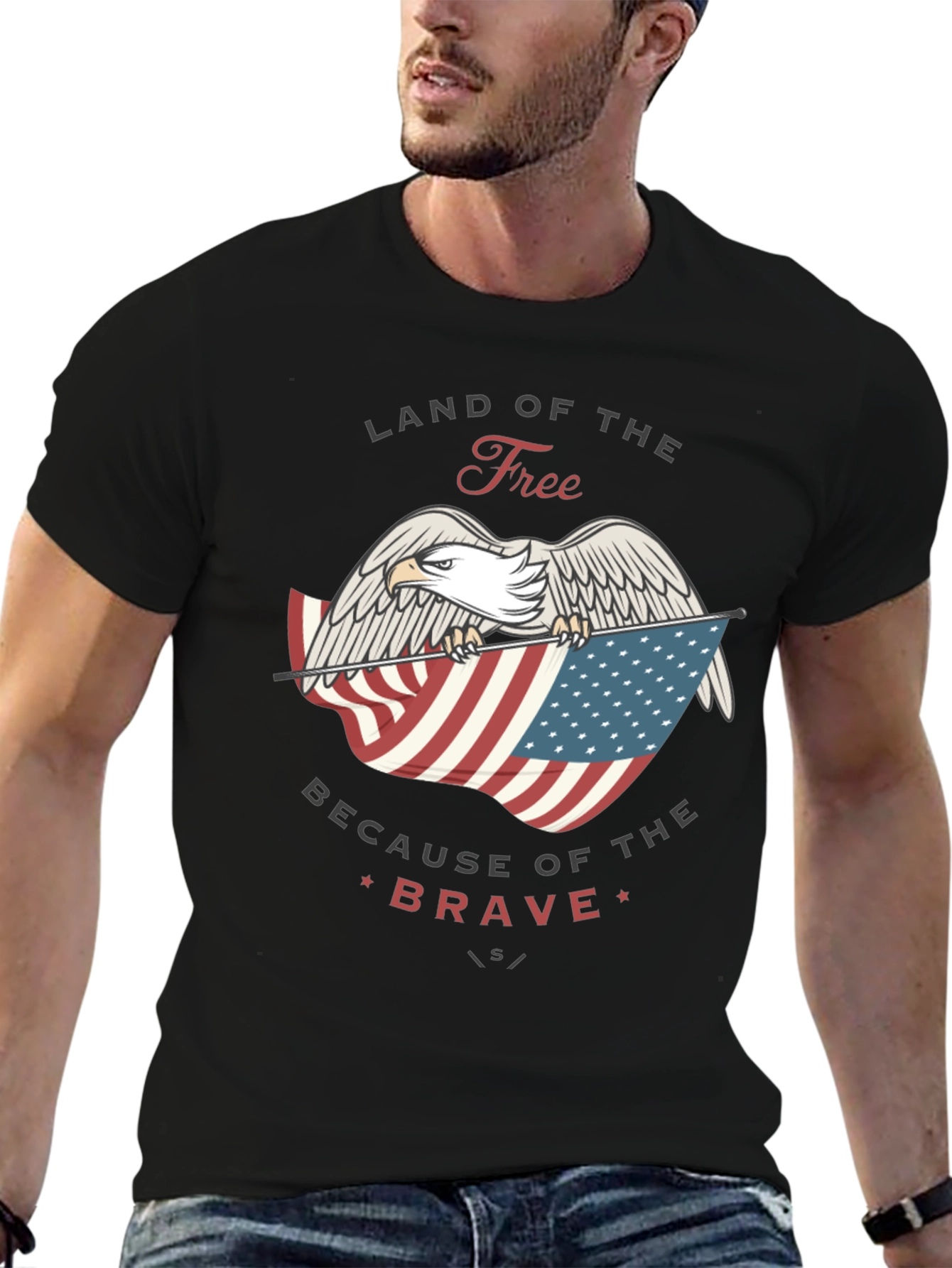 Land of the Free Patriotic Eagle Graphic Tee
