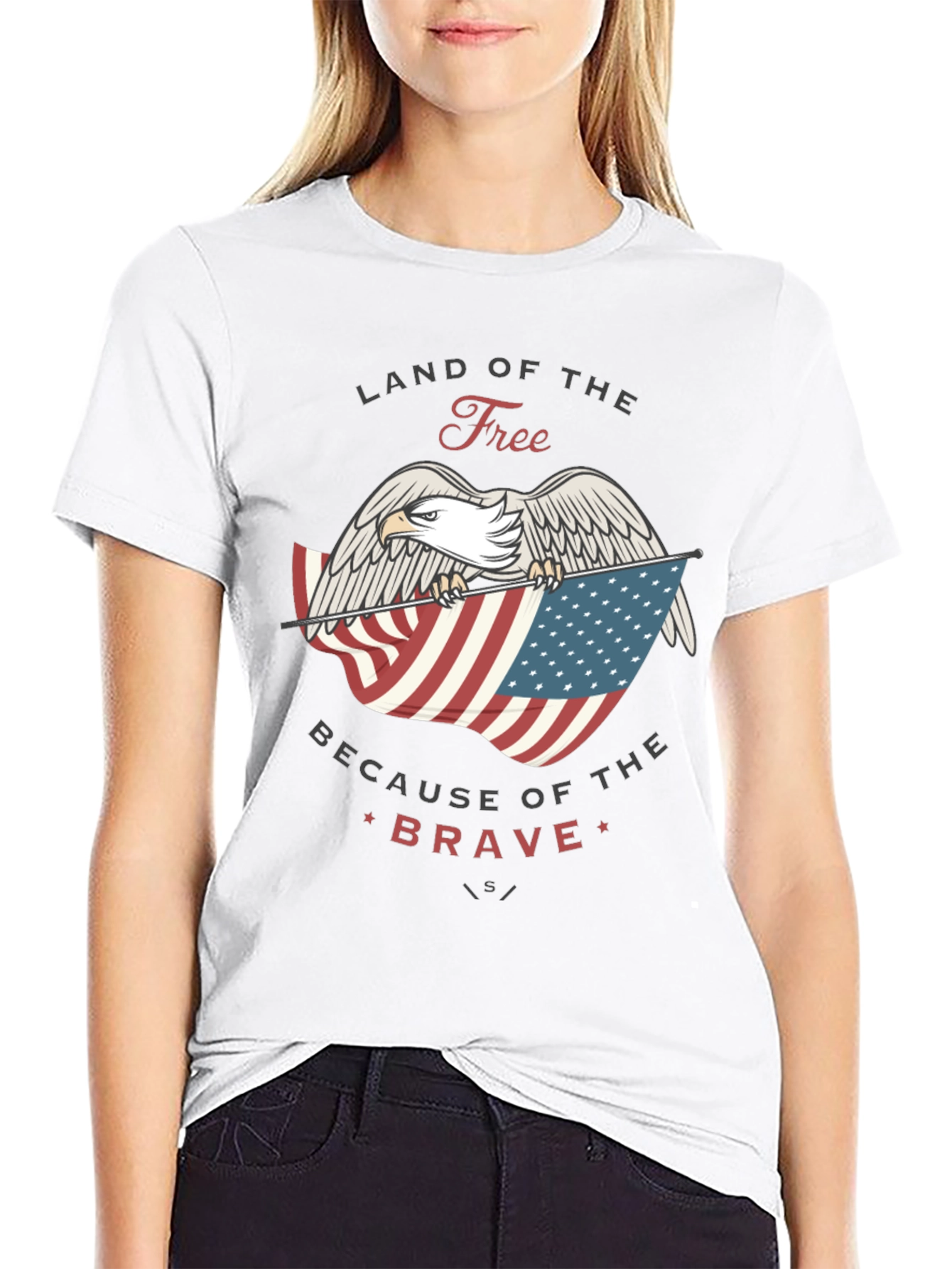 Land of the Free Patriotic Eagle Graphic Tee