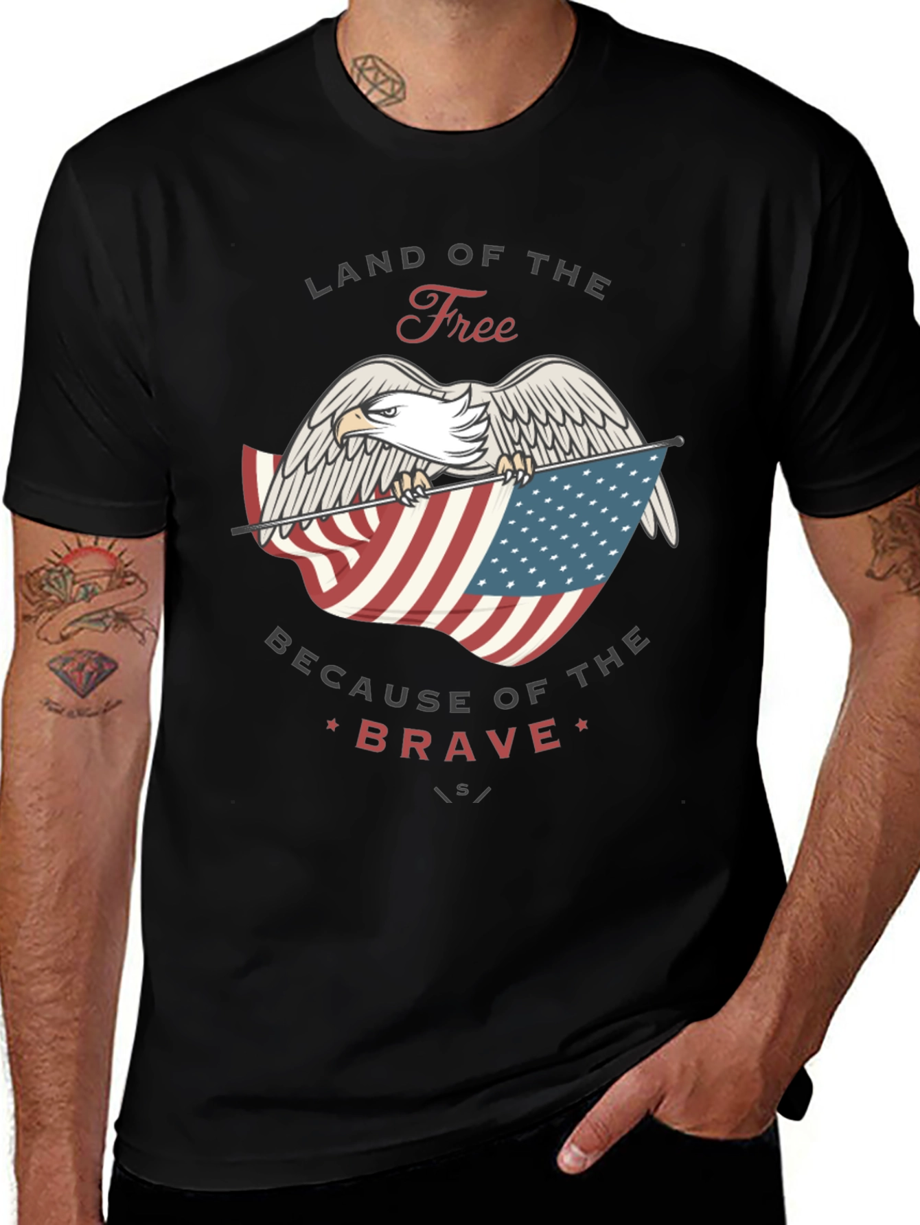Land of the Free Patriotic Eagle Graphic Tee