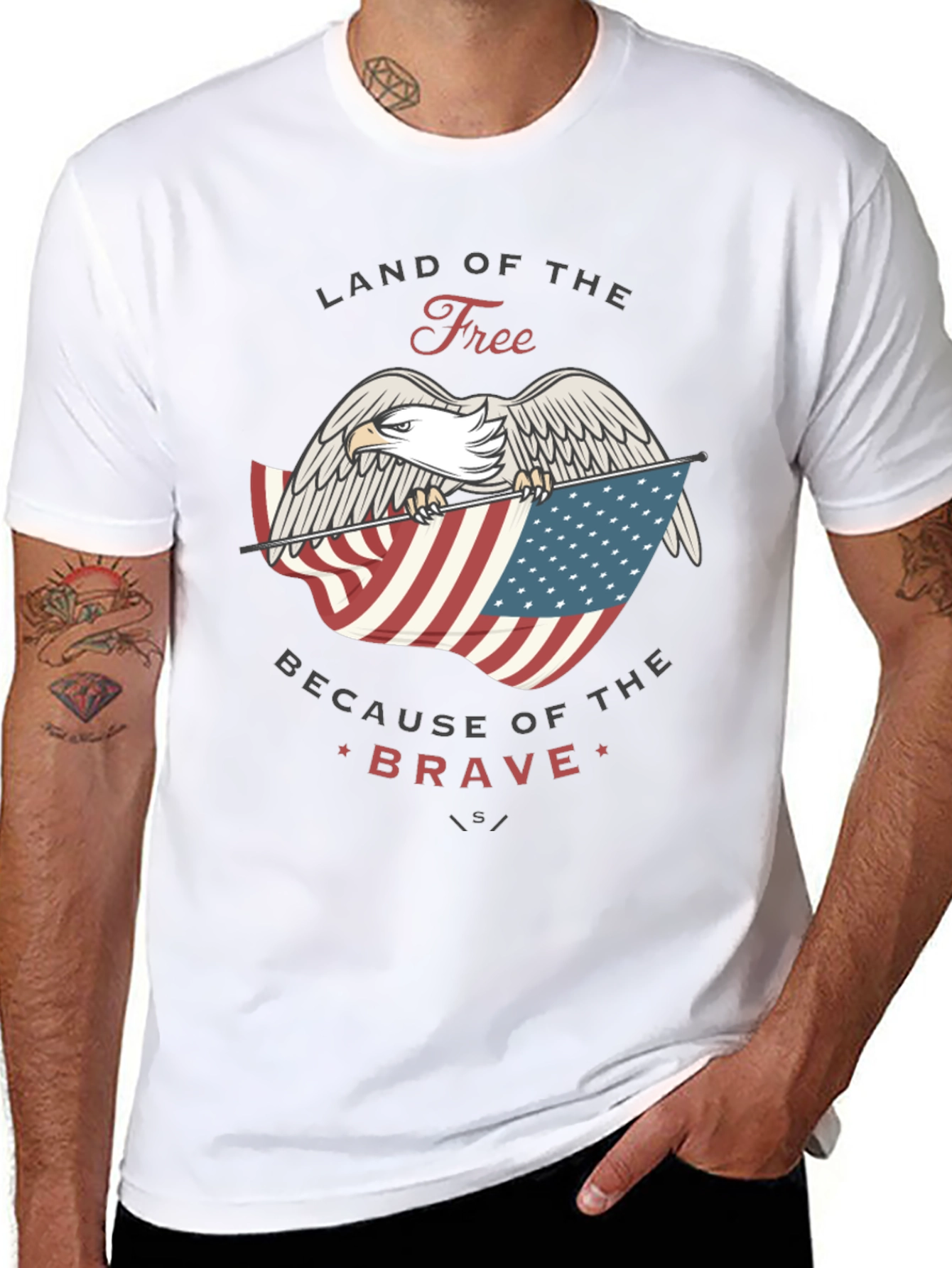 Land of the Free Patriotic Eagle Graphic Tee